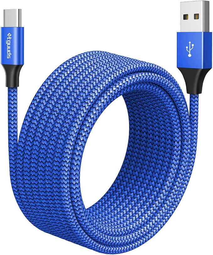 etguuds USB C Cable [20ft/6m], 1-Pack, Long USB-A 2.0 to USB-C Cable, Fast Charging Type C Charger Cord Nylon Braided for Samsung Galaxy Note, LG, Moto, Pixel, Switch, and Other USB C Devices