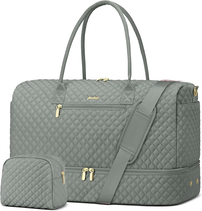 Travel Bag Weekender Bags for Women - Carry on Overnight Bag with Shoe Compartment Duffle Bag with Laptop Pocket Hospital Bag for Labor Delivery Gym Tote Bag with Toiletry Bag Dark Green