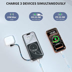 10000mAh Magnetic Wireless Power Bank Fast Charging , Mag-Safe Protable Charger Bulit in USB C Cable and Stand 22.5W PD USB C Fast Charger,Magnetic Battery Pack for iPhone 17 Pro/17 Air/16/15/14/13/12