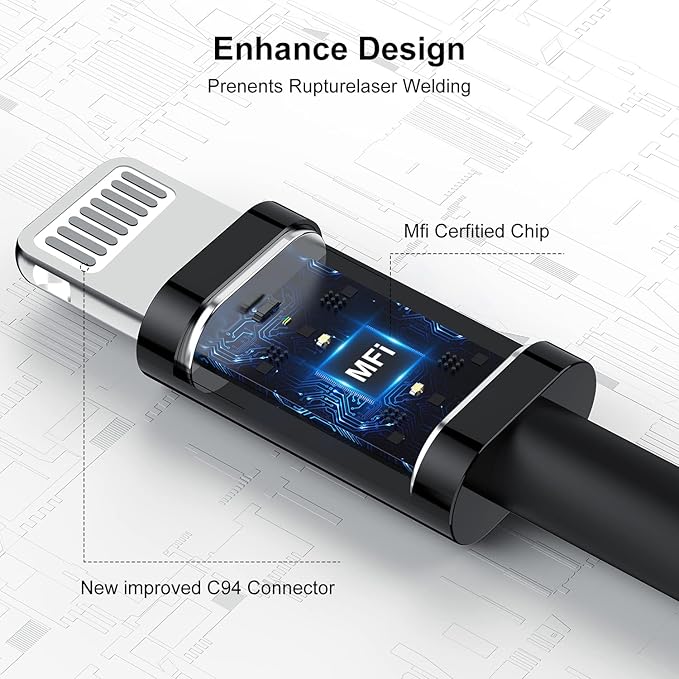 2 Pack [ Apple MFi Certified ]iPhone Charger 6ft,Long Lightning to USB Cable 6 Feet,Fast Apple Charging Cable Cord 6 Foot for iPhone 14/14 Max/13Pro Max/12Mini/11Pro/11/XS/XR/8/7/6s/iPad,Air Original