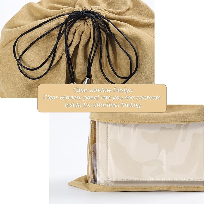 Clear Dust Bags for Handbags, Dustproof Storage Bags with Drawstring Closure, 2-Piece Set – Multi-Purpose Protective Pouches for Handbags, Purses, Shoes, and Boots XL