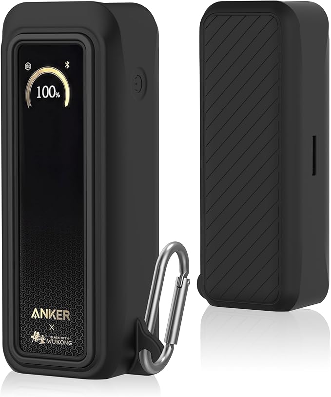Silicone Case for Anker Prime Power Bank 20100mAh 220W Travel Protective Cover, Full-Body Shockproof | Compact | Tactile Grip | Impact Protect for Anker Power Bank 220W with Keychain (Black)