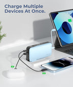 JOYFAR Portable Charger with Built-in USB-C Cable & Plug, 10,000mAh 5V/4.5A Power Bank Fast Charging 22.5W, Travel Essential Battery Pack 3 Output for iPhone 16/15 Series, Samsung Galaxy, iPad, 1 Pack