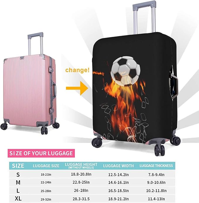 Travel Luggage Cover Suitcase Protector, Soccer Football Ball Breaking Nets Thickened Washable Elastic Anti-scratch Luggage Sleeve with Concealed Zipper for Wheeled Suitcase Fits 25-28 Inch Luggage