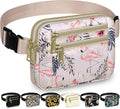Capolo Fanny Packs for Women Fashion Waist Packs Bag with Adjustable Strap and 4 Zipper Pockets Waterproof Everywhere Crossbody Belt Bag for Workout Running Travelling(Flamingo, Large)