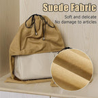 Ouliget Dustproof Drawstring Suede Fabric Bags,Premium Transparent Purse Bags with PVC Clear Window,Handbags Shoe Toy Dust Cover Bags for Storage and Travel