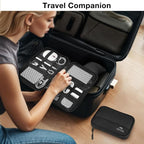 MATEIN Charger Organizer Travel Case 2 Pack, Cable Bag Organizer for Tech Accessories, Water Resistant Cord Case for Work, Sturdy Cable Pouch for Crods, Phone, Powerbank, Gifts for Men, Black