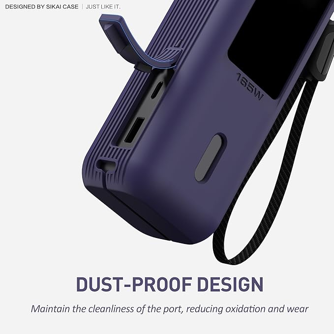 SIKAI CASE Silicone Case for Anker Laptop Power Bank (25,000mAh 165W) with 1/4" Nut Hole, SD/SIM Card Storage, Display Protection&Dustproof, Travel Protective Cover for Anker A1695 Power Bank (Purple)