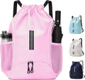 Drawstring Gym Backpack, Sports Bag with Adjustable Shoulder Straps, Cinch Sack for Fitness, Swimming, Travel (Pink)
