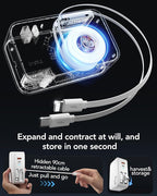 Retractable USB C Charger Wall Plug with 35.5in/90cm Type C Cables Cords,40W Fast Charging Foldable Block Multi Charger for All Devices for iPhone 17/16/15/14/13/12,iPad,Galaxy,Pixel