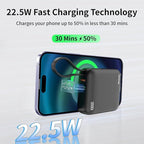 Hichain Small Portable Charger with Built in Cables LED Display, Mini Power Bank 10000mAh 22.5W USB-C Fast Charging Battery Pack, Travel Essential Power Bank for iPhone, iPad, Samsung, Android (Black)