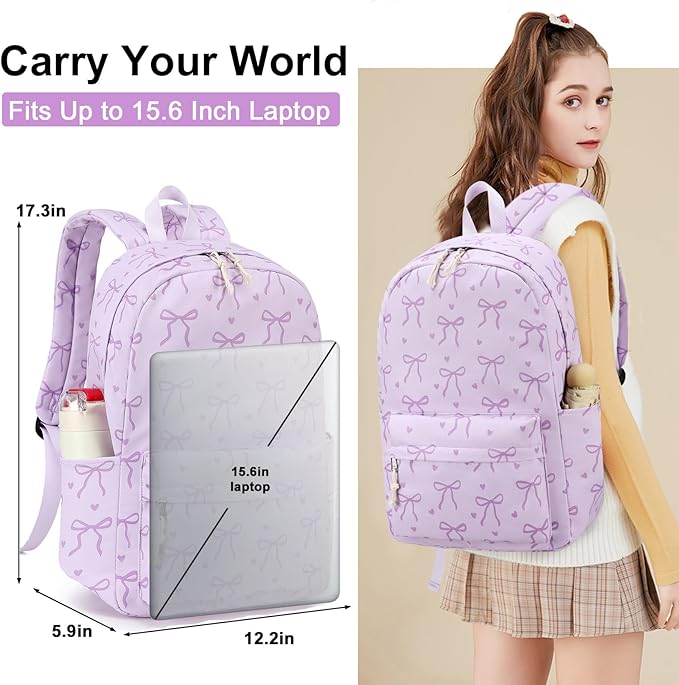 LOIDOU Backpack for Girls School Backpacks Bookbags for Elementary Middle School Women Laptop Backpacks (purple-1, L-17)