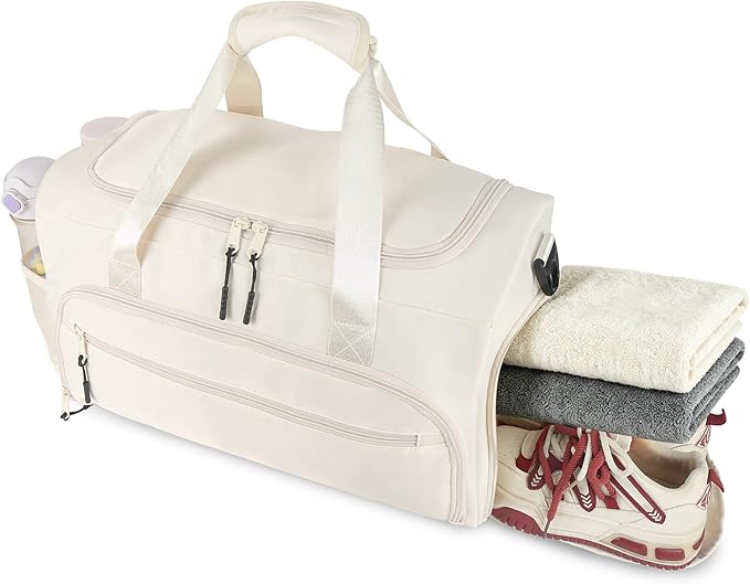 Gym Bag for Men Women, Sport Duffle Bag with Wet Pocket & Shoes Compartment, Water Resistant Overnight Weekender Bag Duffel Bag