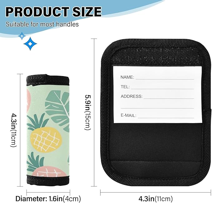 Pineapple Leaf Luggage Handle Wrap for Suitcase Luggage Tags Handle Covers Identifiers Soft Decorations Travel Accessories 2 Pack