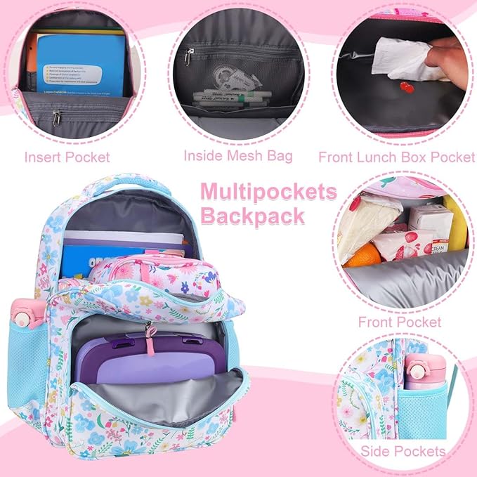RHCPFOVR Kids Backpack for Girls - Girls Backpack 3-8 Ages Butterfly for Kids 15 Inch School Bookbag for Kindergarten Elementary School Bookbag for Girl 1st 2nd Grade