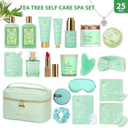 Mother's Day Gift, 25 Pcs Bath & Body Gift Basket Set for Women, Tea Tree Skin Care Set, Home Spa Gift Basket, Cosmetic Bag, Necklace, Christmas, Birthday, Anniversary, Wife, Mom