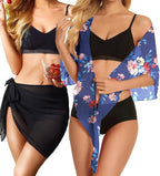 CHICGAL 2 Pieces Women Beach Sarong Bathing Suit Wrap Skirt Sheer Bikini Swimsuit Cover Ups for Swimwear