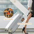 Mushroom Luggage Tags for Suitcases, 3 Pack Leather Bag Tag Identifiers with Stainless Steel Loop and Address Card for Men Women