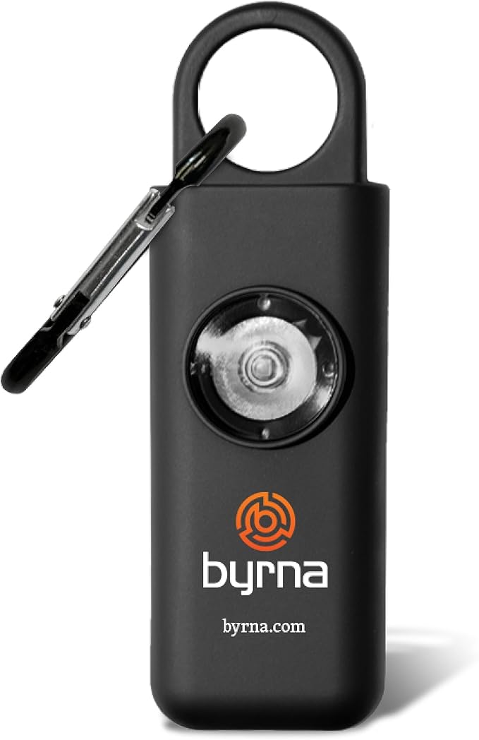 Byrna Banshee Personal Safety Alarm - 130 dB Loud Military Grade Self Defense Emergency Keychain Siren Device with LED Strobe Alert Light for Women, Men, Children, Elderly, Hikers and Runners (Black)