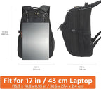 Amazon Basics Padded Laptop Backpack with Water Bottle Pockets, Travel Work Bag with Compartments, Fits Up to 17-Inch Laptops, Black