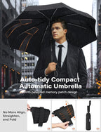 TAZENI Auto-Tidy Travel Umbrella for Rain Auto Open/Close Compact Small Windproof Umbrella Strong & Light Sun Rain Umbrellas Large Long-lasting Easy Use Travel Essential for 2 Men Women Gift Black