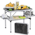 Titanker Folding Camping Table Small 2ft, Small Camp Table Portable with 50% Extra Space, Folding Picnic Beach Table Portable, Car Camping Essentials, Aluminum Light Solid, Silver