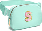 Gitus Belt Bag Fanny Pack Crossbody Bags with Initial Letter Patch Cute Stuff Birthday Gifts for Teenager Girls Trendy Preppy Stuff for Teen Girls Cool Stuff for Teens (Mint Green-S)