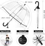 Kids Clear Umbrella for Rain Dome Bubble Umbrellas Windproof for Kids Boys and Girls