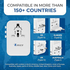 OREI Universal Travel Adapter – All-in-One Worldwide Power Plug Converter with Dual USB Charging Ports – Compatible with USA, EU, UK, AUS