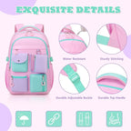 Kids Backpack, Backpack for Girls for Elementary School Multiple Pockets Ages 6-10(Pink)