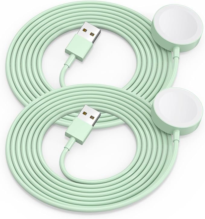 2Pack Green for Apple Watch Charger USB Magnetic Wireless Fast iWatch Charger Portable Compatible with iWatch Ultra/Series 9/8/7/6/SE/SE2/5/4/3/2/1-[3.3FT]