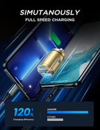 AINOPE 90W USB C Car Charger Fast Charging,[Smallest Metal] Car Charger USB C PD45W+QC3.0 Dual Port Cigarette Lighter Charge for iPhone 16 Pro Max Plus 15 14 13 iPad Samsung, Gold Kits