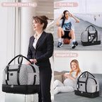 Wogarl 4PCS Weekender Bags for Women Large Overnight Weekend Travel Duffel Carry on Shoulder with Shoe Compartment Canvas Toiletry Bag for Travel Business Gym