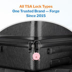 FORGE TSA Approved Luggage Locks, Keyed Alike TSA006 Dimple Key Travel Lock with Zinc Alloy Metal Body, Secure Cable Lock for Suitcase, Backpack, Gym Bags. 2 Pink Locks