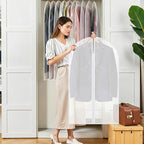 Dntorx 12 Pack Garment Bags 60 * 100cm, 40in PEVA Translucent Garment Covers, Suit Storage Bags, Dress Organizer Bags Used To Protect Shirts, Winter Coats, Jackets（White Edge）