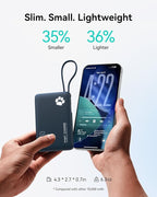 INIU Portable Charger, Slim 10000mAh Power Bank with Built-in USB-C, 45W Fast Charging Flight Travel Essentials, for College Students Men Women Girl Boy