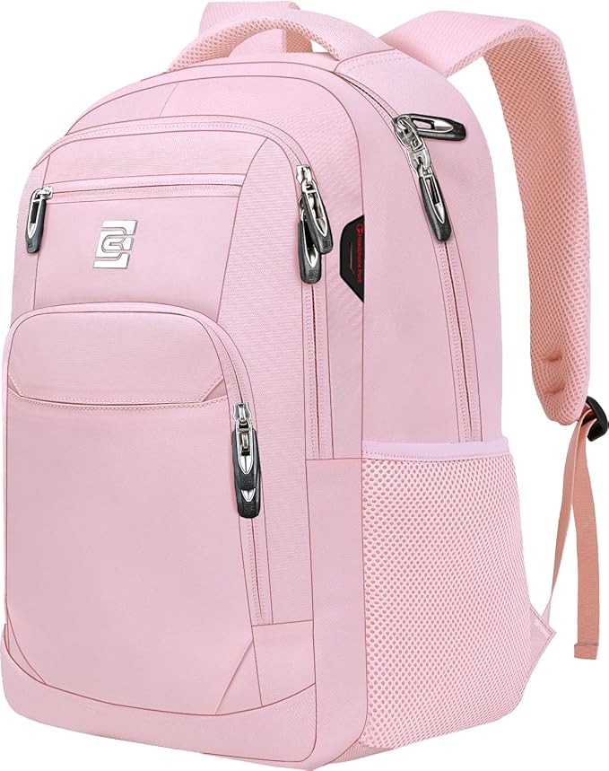 Volher Laptop Backpack,Business Travel Anti Theft Slim Durable Laptops Backpack,Water Resistant College Computer Bag for Women & Men Fits 15.6 Inch Laptop and Notebook-Light Pink