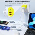 USB C Charger Block, 2 Pack 40W 4-Port iPhone Charger Fast Charging Multiport PD 3.0 & QC 4.0 Double Quick Charge, Compatible with iPhone 17/16/15/14/13/12/11，Pro Max，iPad, Samsung (2, Yellow)