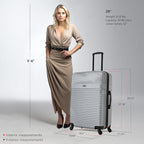 InUSA RESILIENCE Luggage with Spinner Wheels | Durable Lightweight Hardside Suitcase, Traveling Suitcases, Travel Bag with Handle and Trolley | 28-Inch Large Checked Luggage | Silver