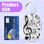 3 Pack Music Notes Staff Luggage Tags for Suitcase PU Leather Travel Luggage Tag Privacy Cover ID Label for Women Men Baggage Backpack Handbag School Bag