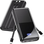 Portable Charger Power Bank - 15000mAh Battery Pack 22.5W Fast Charging Built-in Cable, Portable Phone Charger for iPhone All Models Samsung Android, Airline Friendly Camping Travel Essentials, 1 Pack