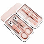 QURIPE 7pcs Manicure Set, Nail Clippers Kit, Stainless Steel Manicure Kit, Nail Clipping Tools Portable Travel Grooming Kit, The Best Gift with Luxurious Case(Rose Gold)