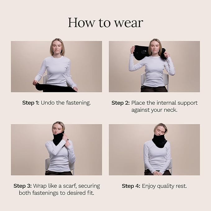 trtl Travel Pillow Original 2.0 – Scientifically Proven Super Soft Travel Pillow with Premium Head & Neck Support – for Airplane Travel – Machine Washable – Lightweight & Compact – Jet Black