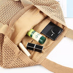 COOKOOKY Crochet Beach Tote bag Summer Beach Bag for Women Aesthetic Mesh Tote Bag Hippie Bag Knit Bag