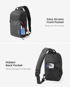 tomtoc 7L Sling Backpack Crossbody Bag for Men Women, EDC Daypack Chest Shoulder bag for 14-inch MacBook Pro M5 Pro/Max, 13" MacBook Air/Neo, 13" iPad Air M4/Pro M5, Organized, Daily Use, Work, Travel