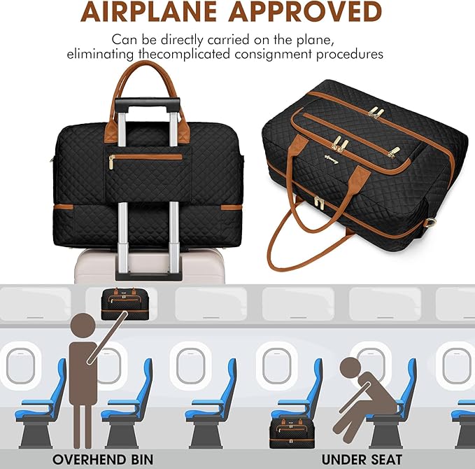 Travel Duffle Bag Weekender for Women - Carry-On Overnight Bag Personal Item Bag with Shoe Compartment & Wet Pocket Large Weekend Tote Bags with Toiletry Bag Hospital Bags for Labor and Delivery