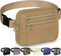 Capolo Fanny Packs for Women Fashion Waist Packs Bag with Adjustable Strap and 4 Zipper Pockets Waterproof Everywhere Crossbody Belt Bag for Workout Running Travelling(Khaki, Large)