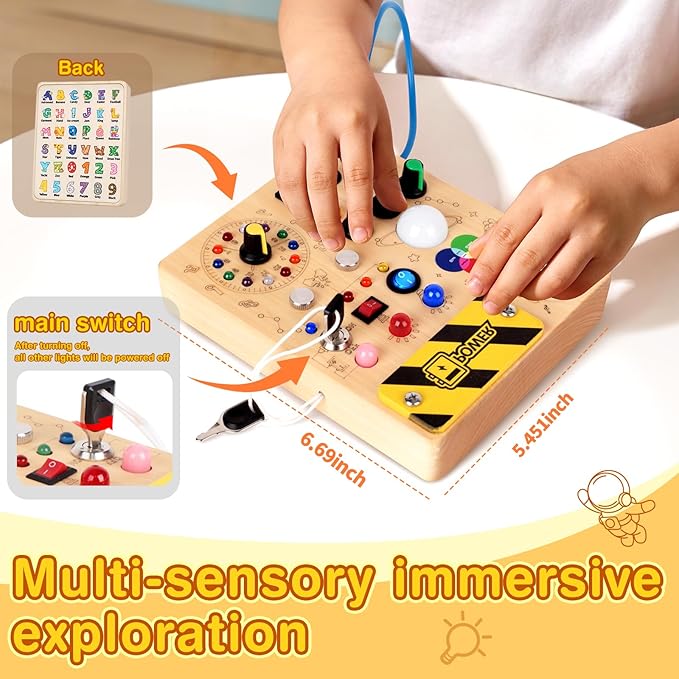 Grarain Busy Board for Toddlers - Montessori Educational Toy for 1-3 Year Old Boys & Girls | Travel-Friendly Sensory Learning Activity | Ideal for Kids with Autism(Busy Board v5)