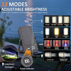 Camping Lantern LED Rechargeable - up to 120+ Hours, 10000mAh Portable Camping Lights with Redlight &12 Light Modes, LCD Display, Dimmable, Waterproof, Camping Lanterns for Power Outages, Hurricane