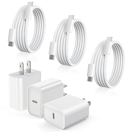 iPhone Charger Fast Charging, Fast iPad Charger 3Pack 20W USB C Wall Charging Block, 3.3FT Type C to C Cable for iPhone 17/17 Pro/17 Pro Max/Air/16/16e/16 Pro/16 Pro Max/15 Pro, iPad Pro/Mini, Airpods